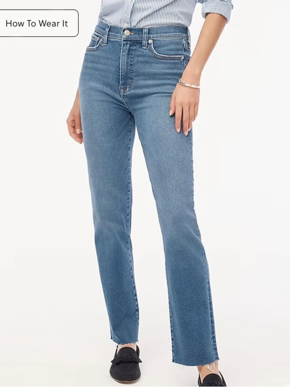 J CREW TALL STOVEPIPE JEAN WITH CUT HEM IN SIGNATURE STRETCH